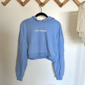 Official Call Her Daddy I am Unwell cropped light blue hoodie